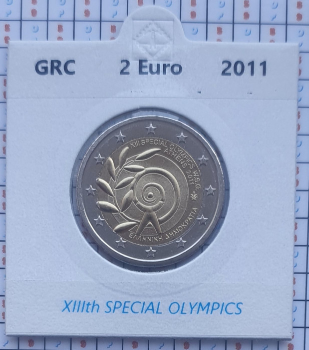 Grecia 2 euro 2011 UNC - Special Olympics - km 239 cartonas personalizat D15301