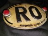 Placuta identificare Auto Colectie,RO-AUTOMOBIL CLUBUL ROMAN ACR,Placheta veche auto originala ACR,Piesa originala Necuratata,suruburi originale