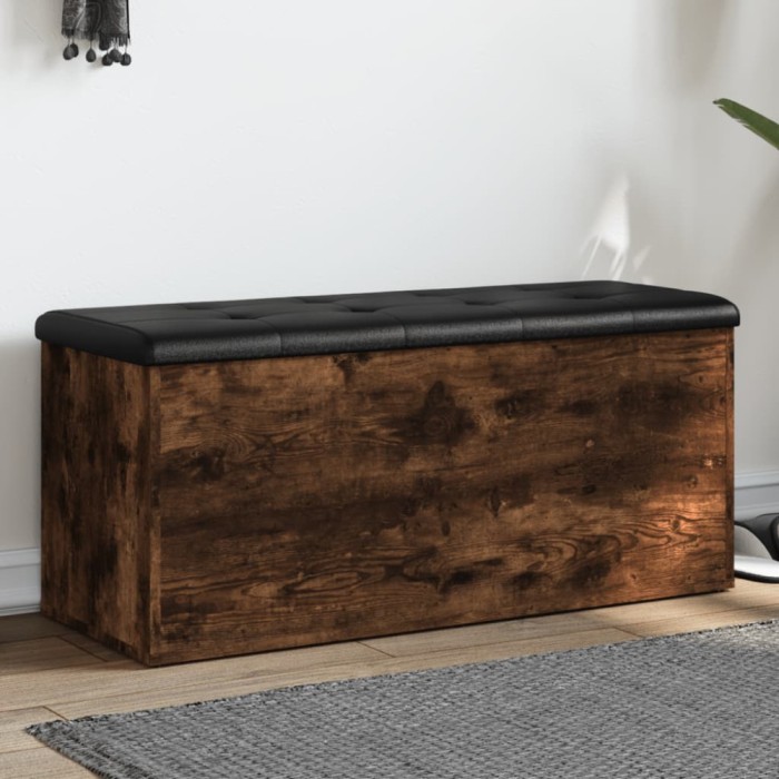 vidaXL Bancă de depozitare, stejar fumuriu, 102x42x45cm lemn prelucrat 835058