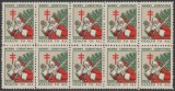 1930 SUA - Bloc de10 vignete de Craciun + Campanie Anti Tuberculoza, TBC, Medical, Nestampilat