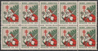 1930 SUA - Bloc de10 vignete de Craciun + Campanie Anti Tuberculoza, TBC foto