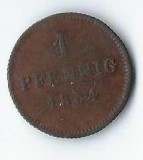 Moneda 1 pfennig 1854 - Bavaria, Germania