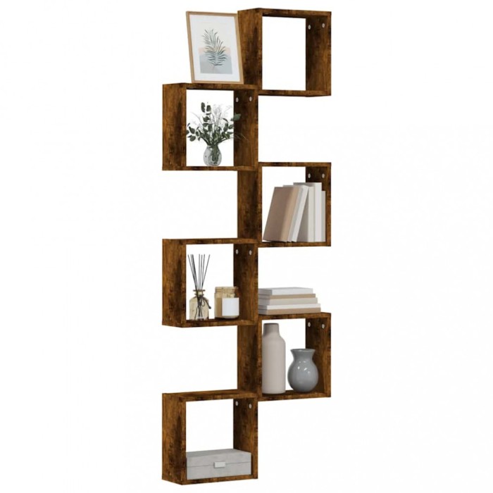 vidaXL Rafturi cuburi de perete 6 buc Stejar afumat 30x15x30 cm 815881