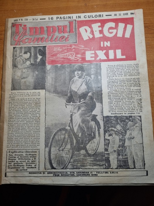 timpul familiei 22 iunie 1944-umor,regii in exil,pagina modei,pagina sahului