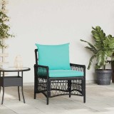 Scaun de grădină cu perne Negre 60x70x78 cm din ratan