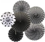 Set de 6 decoratiuni pentru petrecere ApisNest, hartie, negru/alb 20,3/30,4/40,6 cm