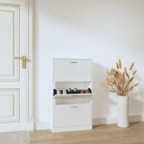 vidaXL Pantofar, alb extralucios, 59x17x108 cm, lemn compozit