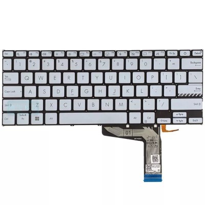 Tastatura Laptop, Asus, VivoBook 14X X1403, X1403V, X1403VA, X1403Z, X1403ZA, iluminata, argintie, layout US foto