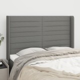 vidaXL Tăblie de pat cu aripioare gri &icirc;nchis 147x16x118/128 cm textil
