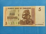 Zimbabwe 5 Dolari / Dollars 2007 - Seria AB 4369094 ( Necirculata )