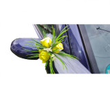Aranjament floral, oglinzi masini, galben, 30 x 30 cm, trandafiri