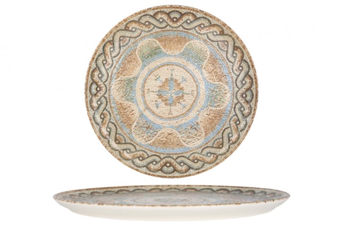 Rinart Farfurie cu pizza - Celest - Por&Aring;&pound;elan - 32 cm - set de 2