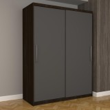 Dulap Dormitor Nova Eco 150 cm x 200 cm, fara oglinda, wenge cu usi glisante gri