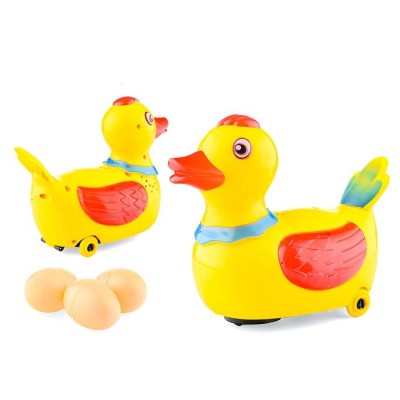 Jucarie interactiva bebelusi, Rata cu oua, Galben, 3 ani+, 16 cm foto