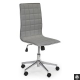 Scaun de birou HM Tirol, Ergonomic, Piele ecologica, Inaltime ajustabila, Mecanism de balans, Roti pivotante, 90 kg, Gri