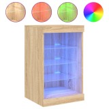 Servanta cu lumini LED, stejar sonoma, 41x37x67 cm, DKD Home Decor