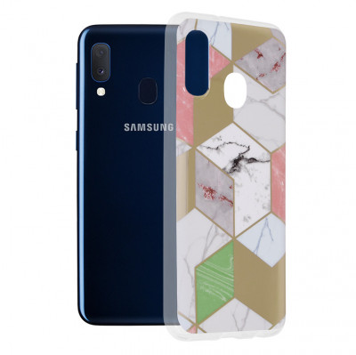 Husa pentru Samsung Galaxy A20e, Techsuit Marble Series, Purple Hex foto