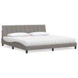 vidaXL Pat cu saltea, gri taupe, 200x200 cm, textil