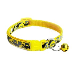 Zgarda ajustabila cu clopotel pentru caini si pisici, 18-32cm/1cm, Reglabil, Galben, Ropet