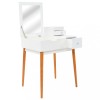 Masa Toaleta Gossi MDF Alb/Maro 60x50x86cm cu Oglinda si Sertare Depozitare Cosmetice
