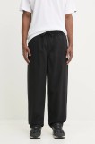 Vans pantaloni de bumbac barbati, culoarea negru, neted, VN00000DBLK1