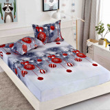 Cumpara ieftin Husa de pat cu elastic de Craciun,gri cu globuri rosii 180x200cm D058, Jojo Home