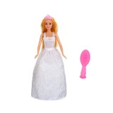 Papusa mireasa si accesoriu perie, 31 cm, ATU-089601, Plastic, Oem