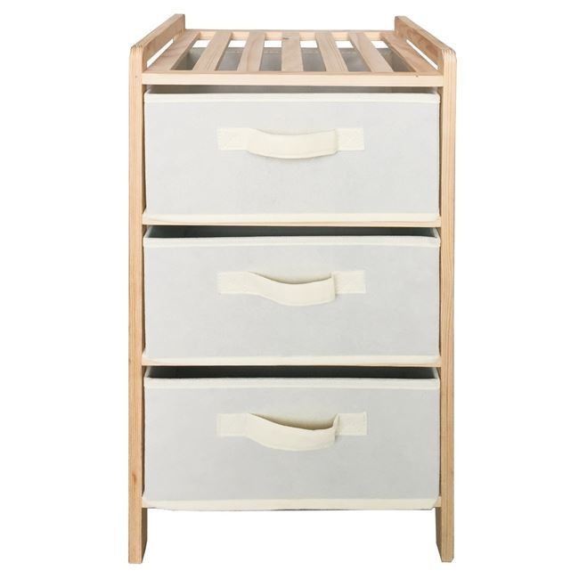 Raft pentru depozitare din lemn cu 3 sertare, 32x26x60 cm