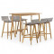 Set mobilier de exterior, 7 piese, lemn masiv de acacia