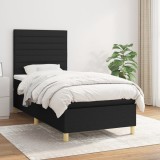 VidaXL Pat box spring cu saltea, negru, 90x190 cm, textil