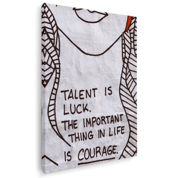 Tablou canvas mesaj motivational talent si curaj gri, rosu, negru 1221 Tablou canvas pe panza CU RAMA 60x80 cm