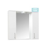 Oglinda baie cu dulap GN0201, dreptunghiulara, PAL Lucios, iluminare led, 4 rafturi, 80 cm, alb