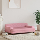 VidaXL Pat de c&acirc;ini, roz, 90x53x30 cm, catifea