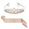Set Accesorii Petrecere, Tiara și Panglică, &quot;Birthday Queen&quot;, Roz Auriu, 2 Bucăți