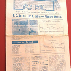 Program meci fotbal "SOIMII" IPA SIBIU - FLACARA MORENI (10.11.1985)