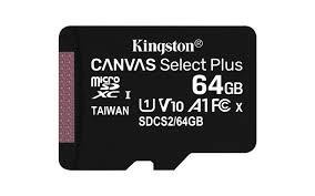 CARD MicroSD KINGSTON, 64 GB, microSDXC, clasa 10, standard UHS-I U3, &quot;SDCS2/64GBSP&quot; (timbru verde 0.03 lei)