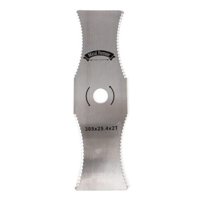 Disc zimtat pentru motocoasa/trimmer, Micul Fermier, inox, 2 dinti, 305x25.4 mm foto