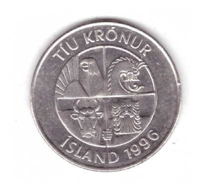 Moneda Islanda 10 kronur 1996, stare buna, curata foto