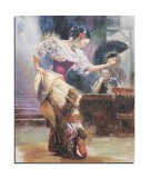 Tablou pictat manual living, Flamenco de Andalucia, 90x70cm ulei pe panza de in, Mircea Iordache