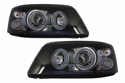 Faruri Angel Eyes compatibil cu VW Transporter T5 (04.2003-08.2009) Negru LPVWE5 foto