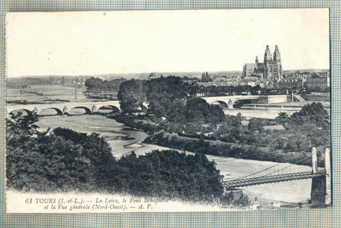 AD 41 C. P. VECHE - TOURS -LA LOIRE, LE PONT BONAPARTE, VUE GENERALE-1918-FRANTA