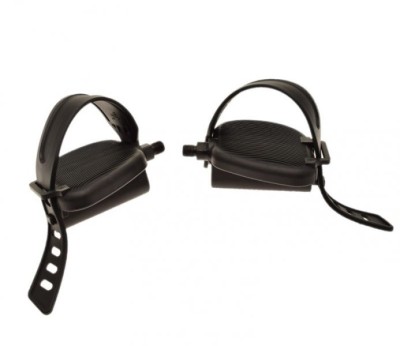 Set pedale bicicleta + ratrape cauciuc, filet 1/2, culoare negru Cod:AWR0097 foto