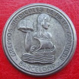 Medalie argint marcat, Spania anii 1940 Rasplata de 25 ani de muncă constanță - UNIUNEA DE ARTE GRAFICE Barcelona
