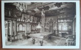 Carte postala, Sinaia, Castelul Peles, sala de biliard, perioada interbelica
