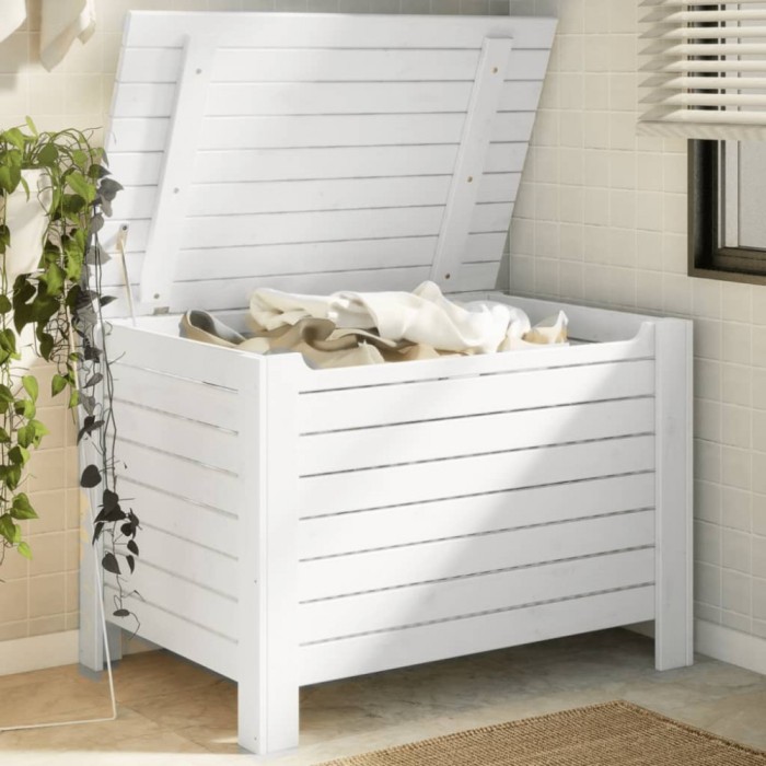 Gossi cutie depozitare capac &quot;rana&quot;, alb, 100x49x54cm, lemn masiv pin