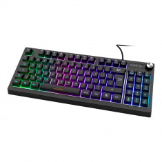 Tastatura compacta RGB DELTACO GAMING DK230, TKL Membrane, 25 taste Anti-Ghosting, reglare volum, negru foto