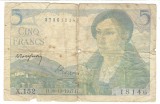 Bancnota 5 francs 1947 - Franta, cu rupturi