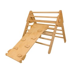 Set de catarare mare 2in1, Triunghi Pikler cu Rampa si Arc Escaladare, pentru copii, 2-7 ani, lemn