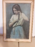 Tablou vechi semnat, Jean-Baptiste Camille Corot, Portrete, Acuarela