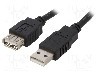 Cablu USB A mufa, USB A soclu, USB 2.0, lungime 3m, negru, BQ CABLE - CAB-USB2AAF/3-BK